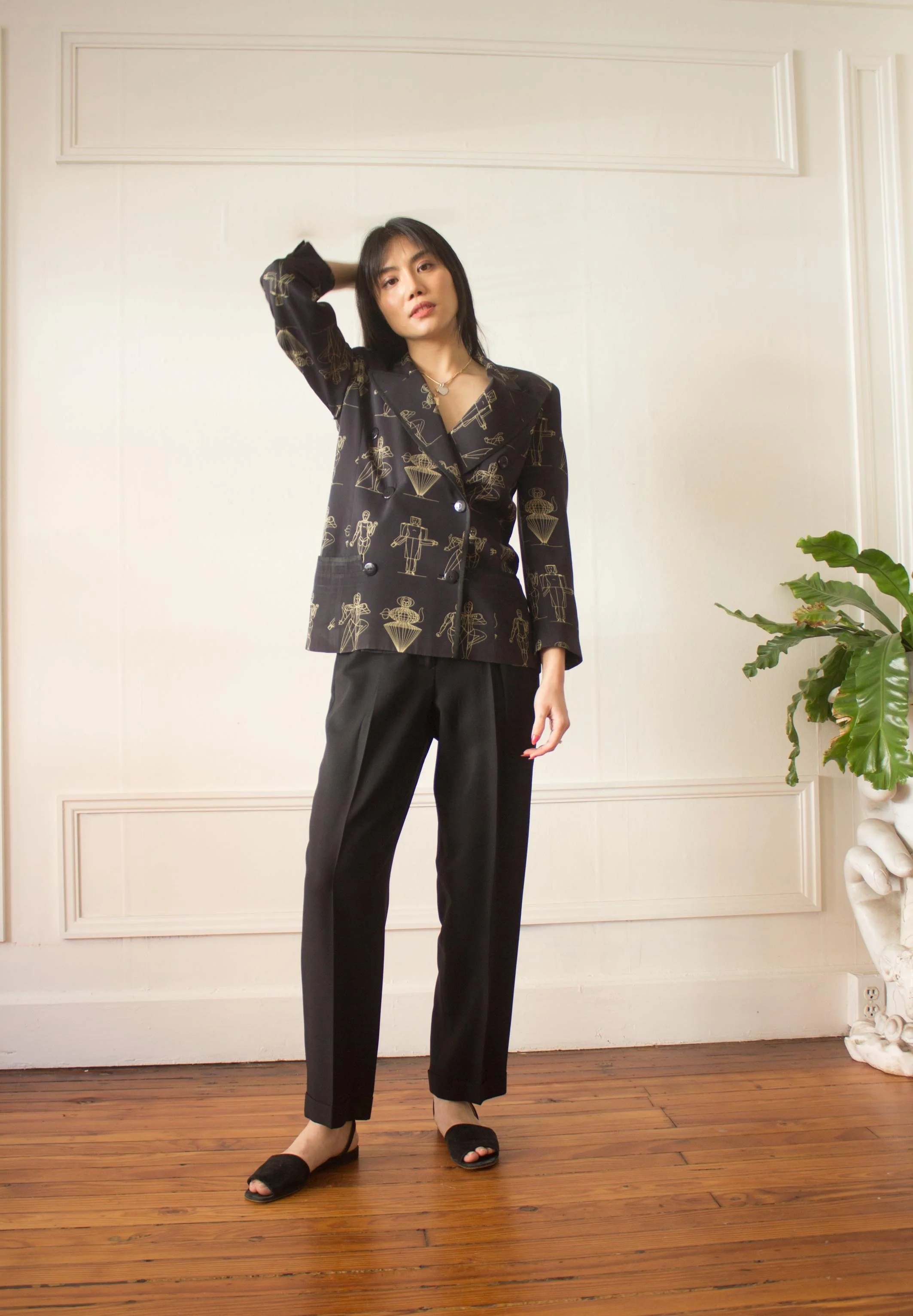 1980s Martine Sitbon Figural Printed Silk Jacket — Wayward Collection